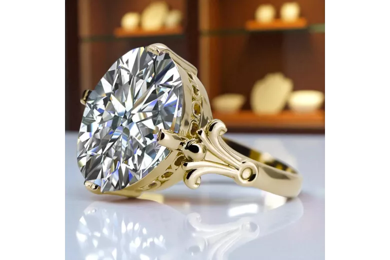 Pierścionek Cyrkonia 14k żółte złoto Vintage Biżuteria vrc369y